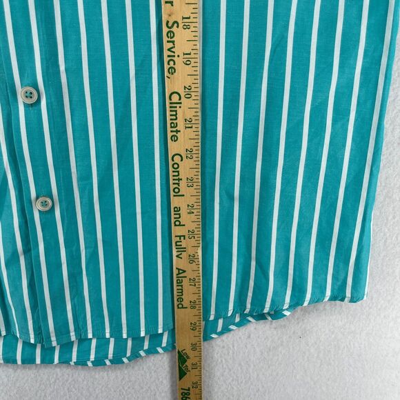 TOMMY BAHAMA Shirt Mens L Striped Flip Cuff Button Up Pima Cotton Teal Green - Picture 15 of 16